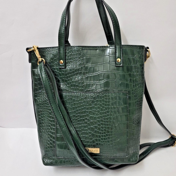 Carlos Santana, Crossbody Green Croc Purse with Coin Purse & Mobile Phone Pocket - Picture 3 of 16